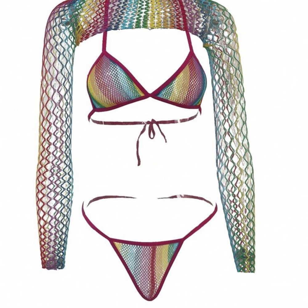 Multicolor Mesh Bikini Set